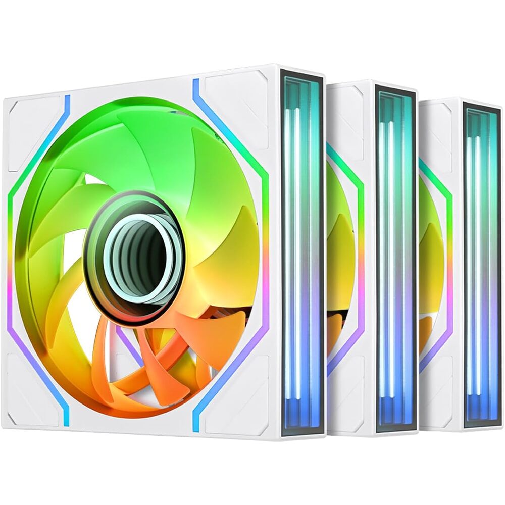 Thermaltake SWAFAN 120 EX INFINITY ARGB; Infinity Mirror Hub & Frame; 120mm x 28mm; 500~2000 RPM; MagForce 2.0; Swappable Blades; 5V 3-Pin Motherboard Sync; Screw Covers; 3-Pack;White;CL-F254-PL12SW-A