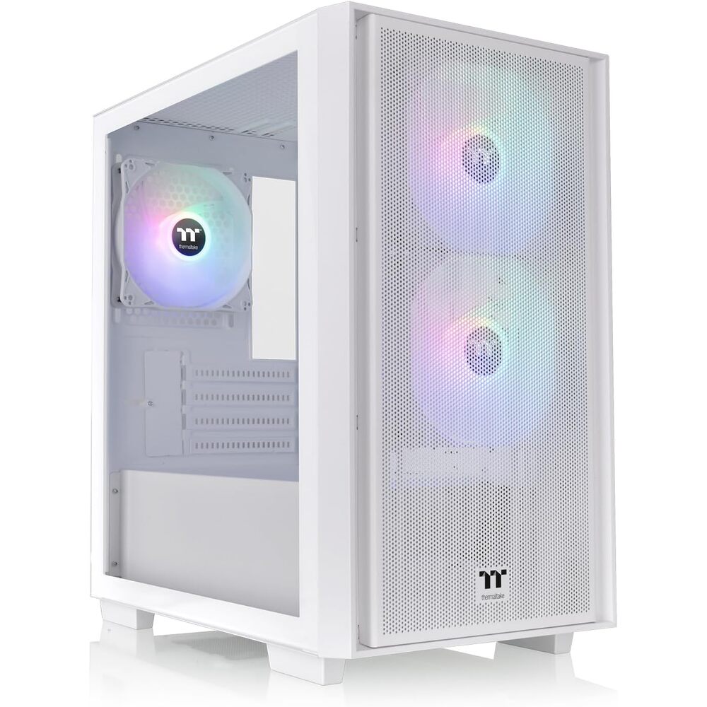 Thermaltake Versa H16 TG ARGB Snow Micro ATX Tower Case; Tempered Glass Side Panel; 3 Pre-Installed ARGB Fans; CA-1Y8-00S6WN-01; 3 Year Warranty