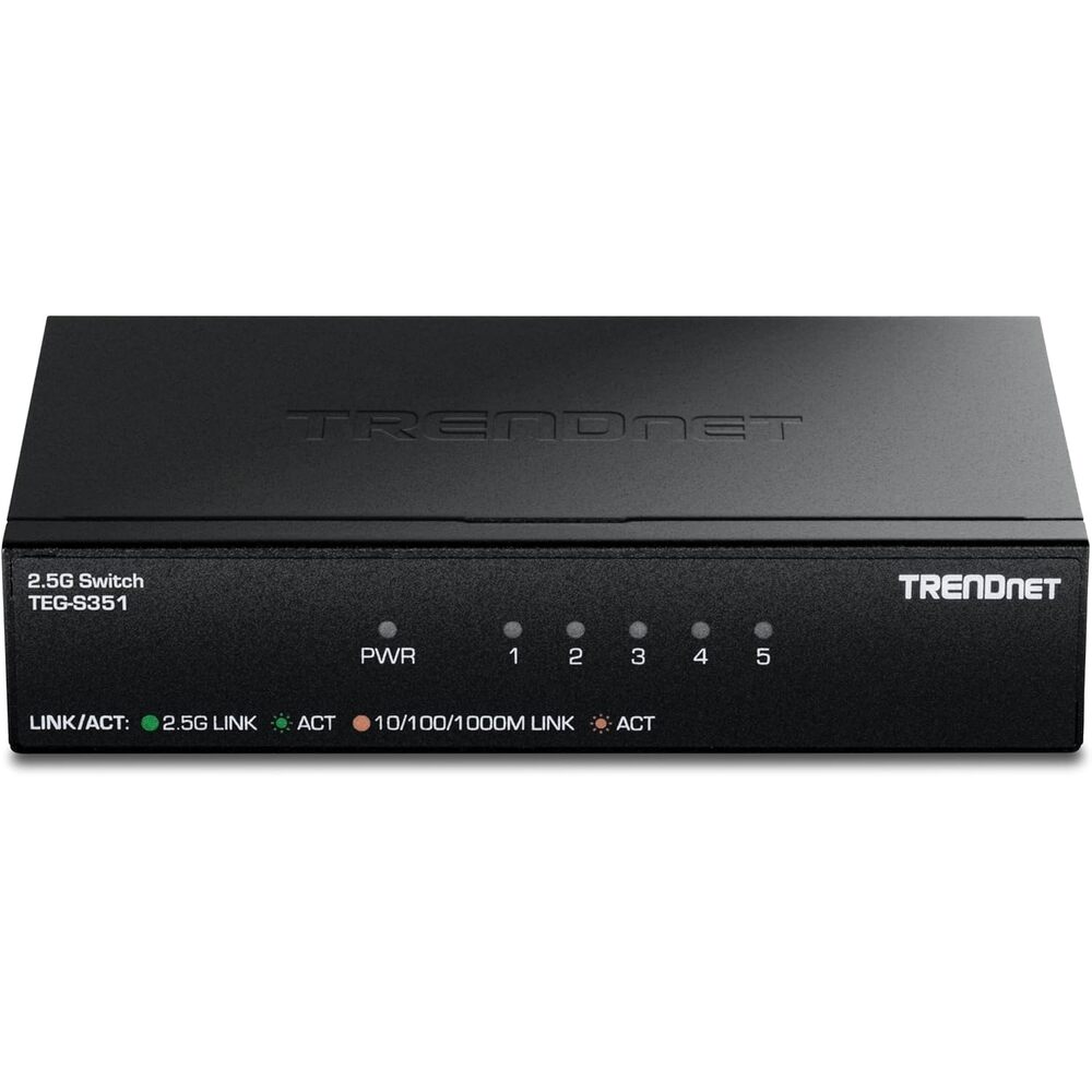 TRENDnet 5-Port 2.5Gb Switch, TEG-S351, 5 x 2.5G RJ45 Ports, 25Gbps Switching Capacity, NDAA + TAA Compliant, Ethernet Splitter, for Game Console, NAS, PC, Lifetime Protection