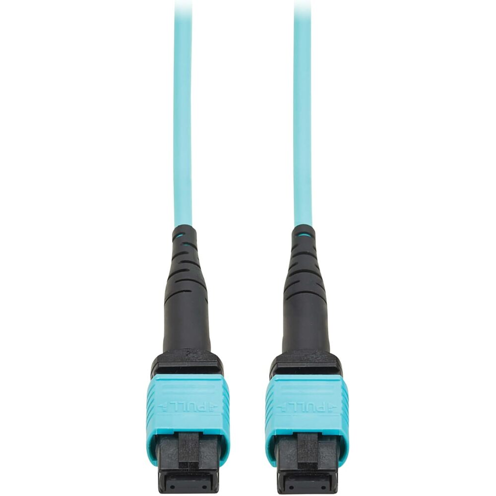 Eaton Tripp Lite Series 2 Meter OM4 50/125 Fiber Optic Cable, 100G Multimode (12F MPO/MPO-PC Female-to-Female) Type-A Polarity, OFNP Jacket, Aqua, TAA Compliant (N845A-02M-12TAA)