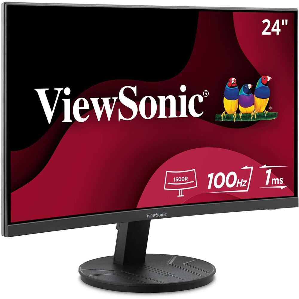 ViewSonic VA2416C 24 Inch 1080p Curved Monitor, Frameless Design with Variable Refresh Rate for Home Entertainment, HDMI, and DisplayPort Inputs