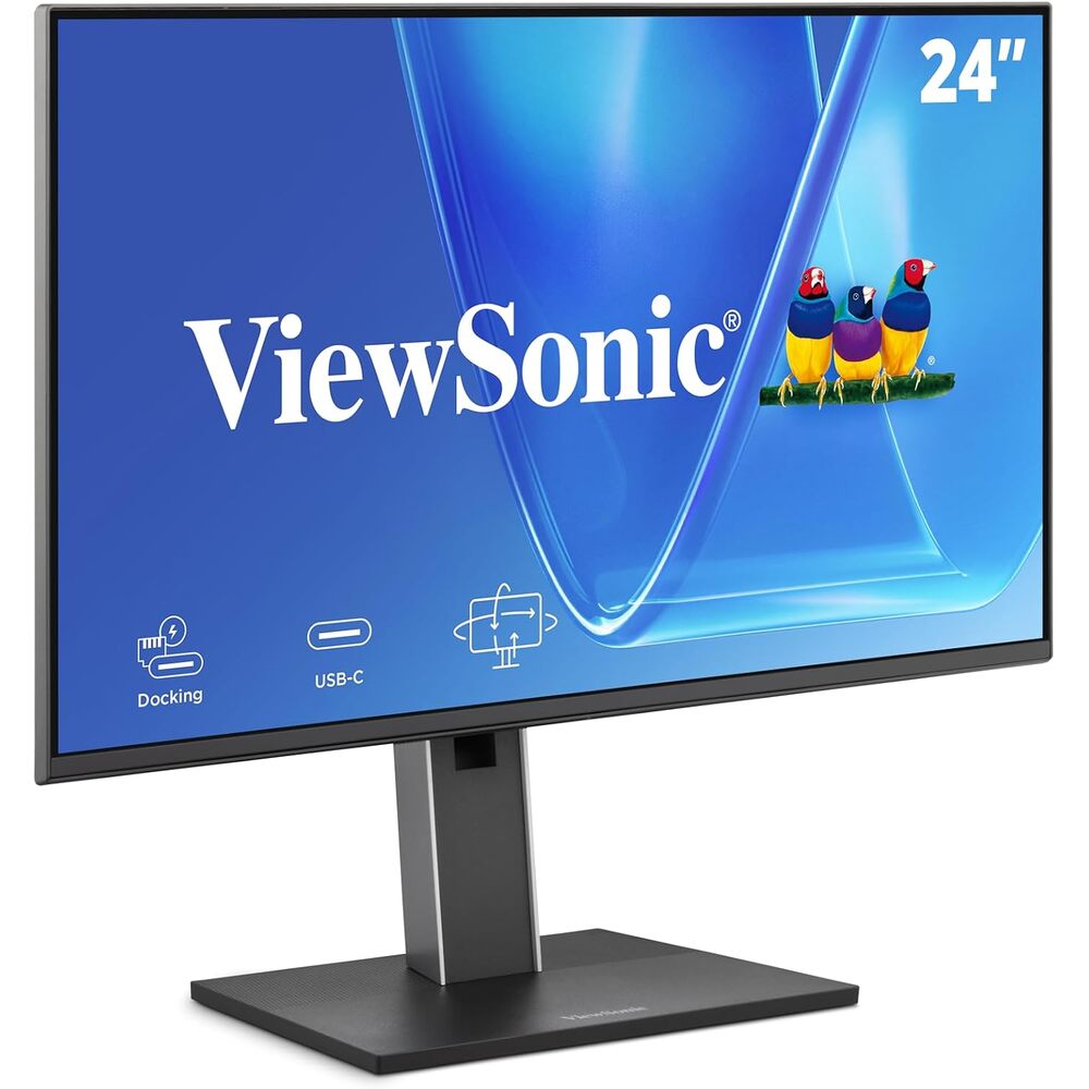 ViewSonic VG2458 24 Inch 1080p Docking Monitor, IPS Display with 100W USB-C for Smooth Home and Office Productivity, Full Ergonomic Adjustability, RJ45, HDMI, 5-Port USB Hub, and DisplayPort Inputs