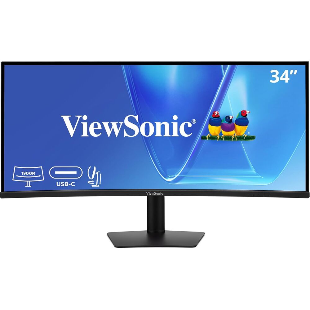 ViewSonic VG3420C 34 Inch UWQHD 1440p Curved Docking Monitor, 1900R IPS Display for Immersive Home and Office Productivity, 120Hz, 96W USB-C, RJ45, HDMI, and DisplayPort Inputs