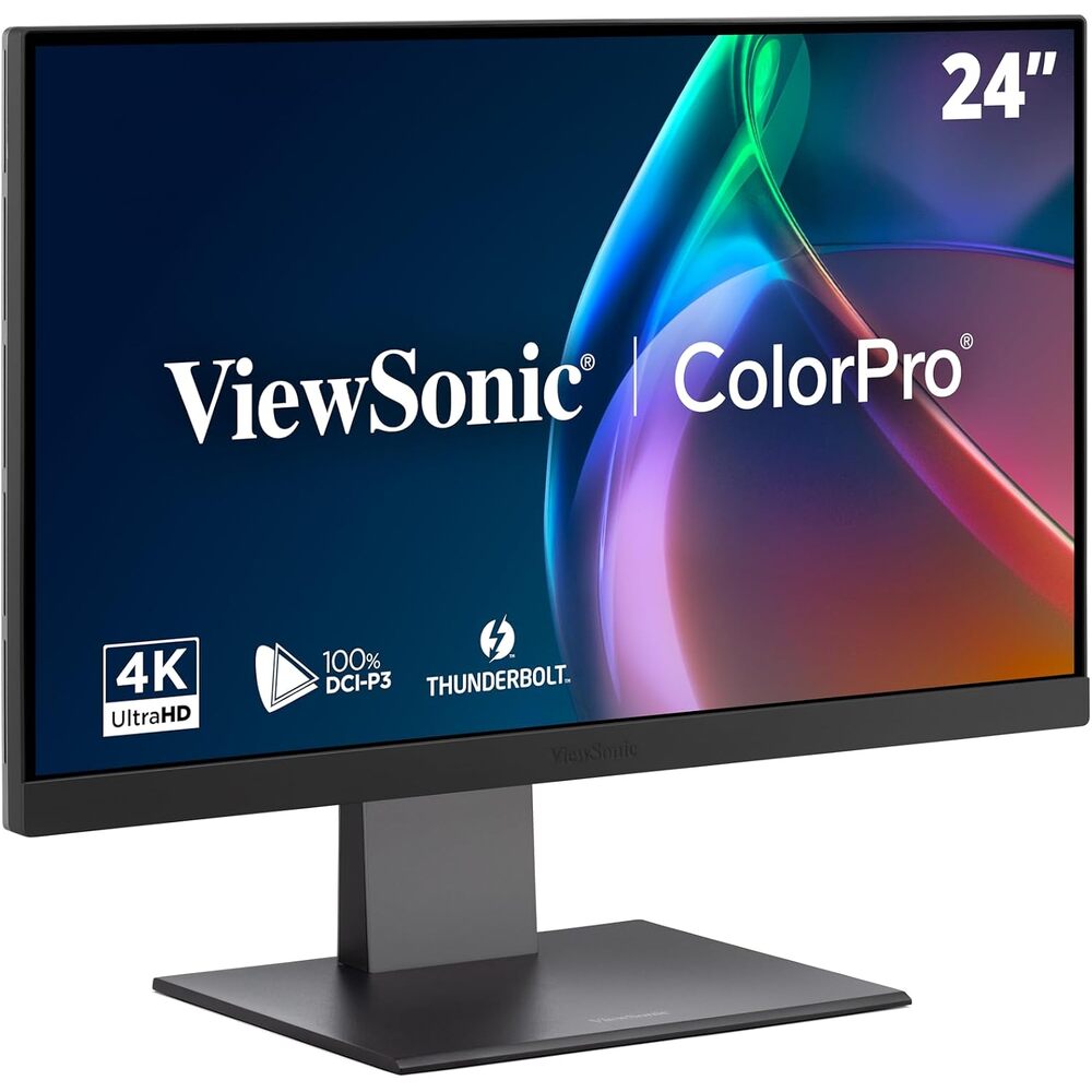 ViewSonic VP2488-4K 24 Inch 4K Mac-Ready Monitor, IPS with 100% sRGB, 98% DCI-P3 and Pantone Validated for Mac Studio and MacBook Pro, Advanced Ergonomics, Thunderbolt 4, USB, HDMI, and DisplayPort