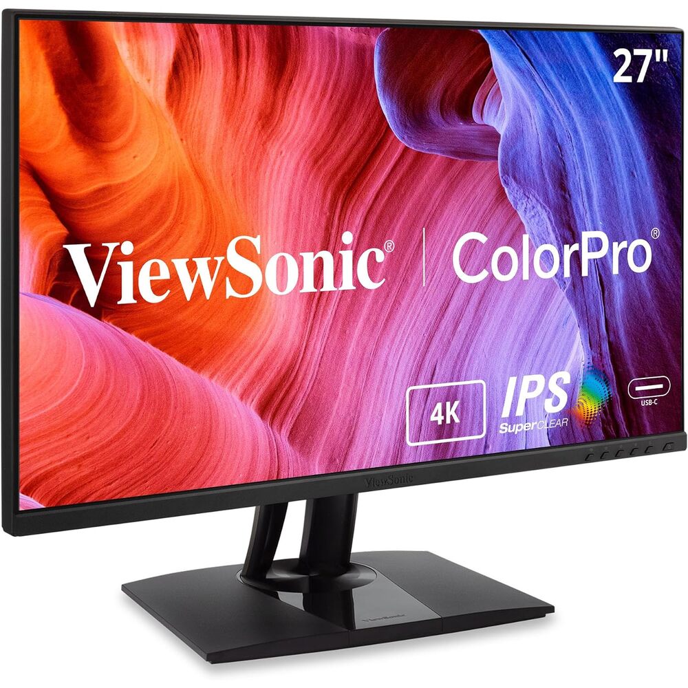 ViewSonic VP275-4K 27 Inch 4K ColorPro Monitor Designed for Surface, IPS with 100% sRGB and Pantone Validated for Improved Workflows, Advanced Ergonomics, and 60W USB-C Inputs