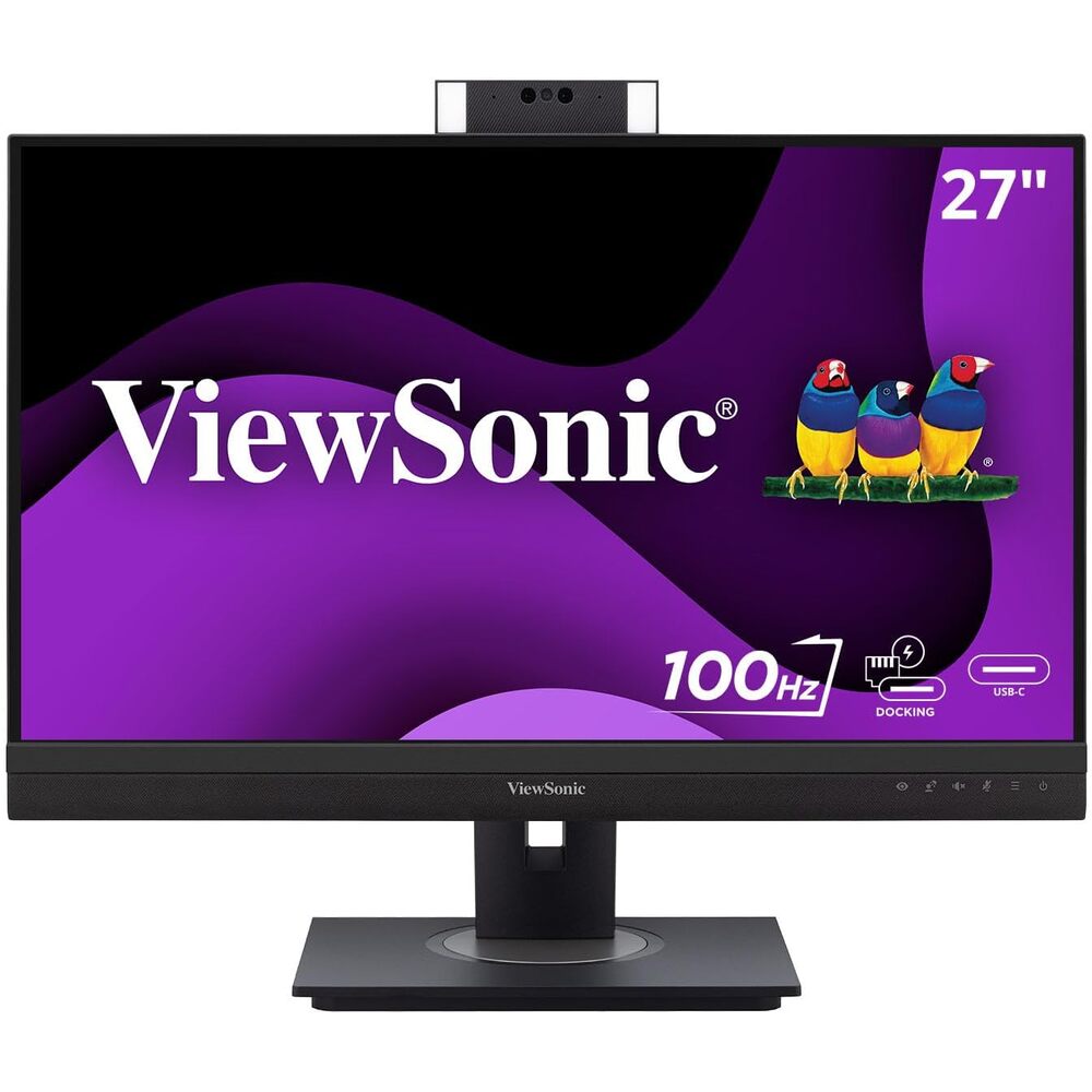ViewSonic VG2757V-2K 27 Inch 1440p Video Conferencing Docking Monitor with Windows Hello Compatible IR Webcam, Advanced Ergonomics, and 90W USB C for Home and Office
