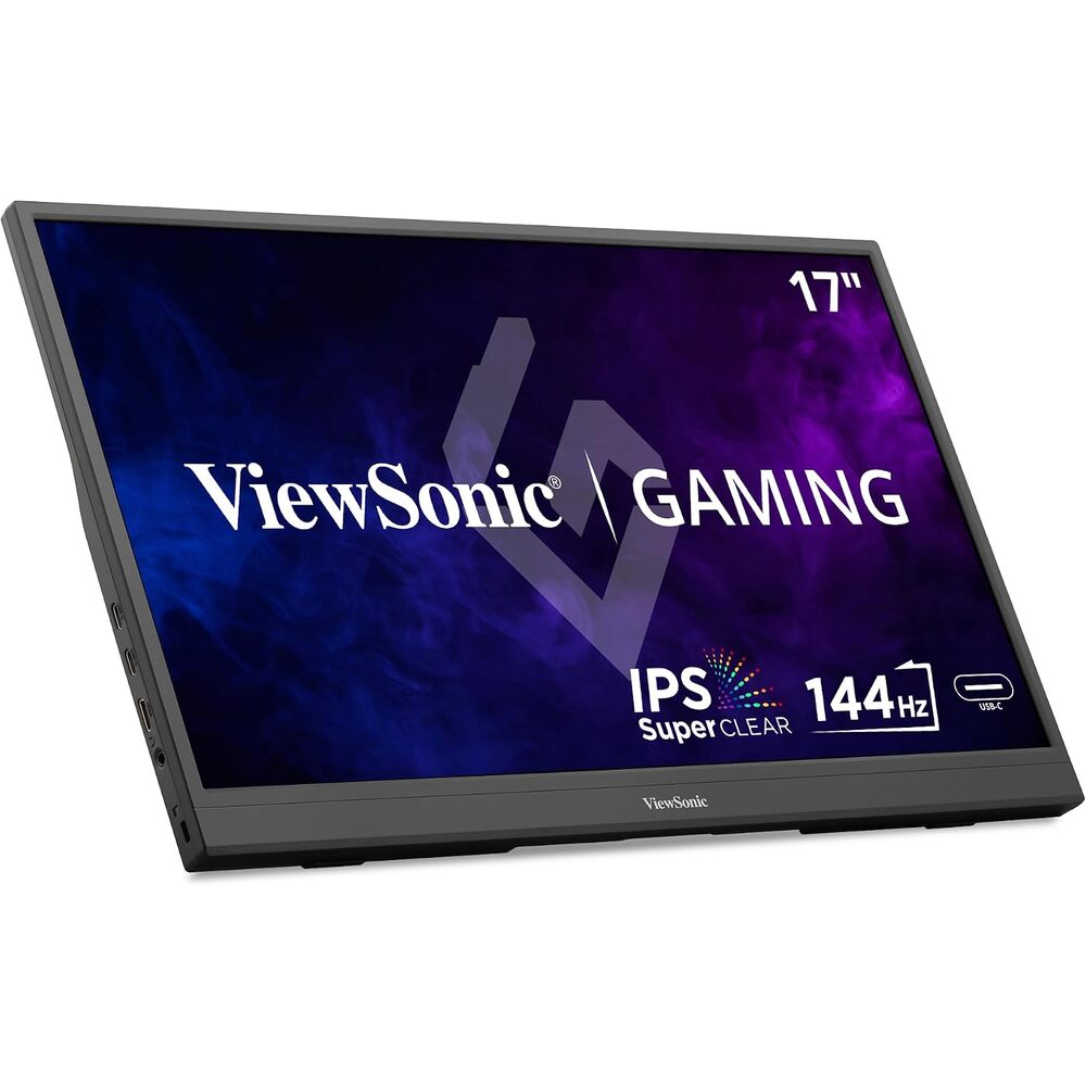 ViewSonic VX1754 17 Inch 1080p Portable Gaming Monitor, IPS Display with 144Hz for Second Screen Productivity and High-Speed Gameplay, Built-in Stand, 60W USB-C, and Mini HDMI Inputs