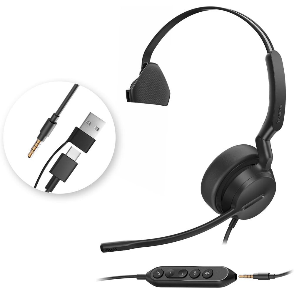 Yealink UH42 SE Wired Headset with Mic, USB-A/C & 3.5MM