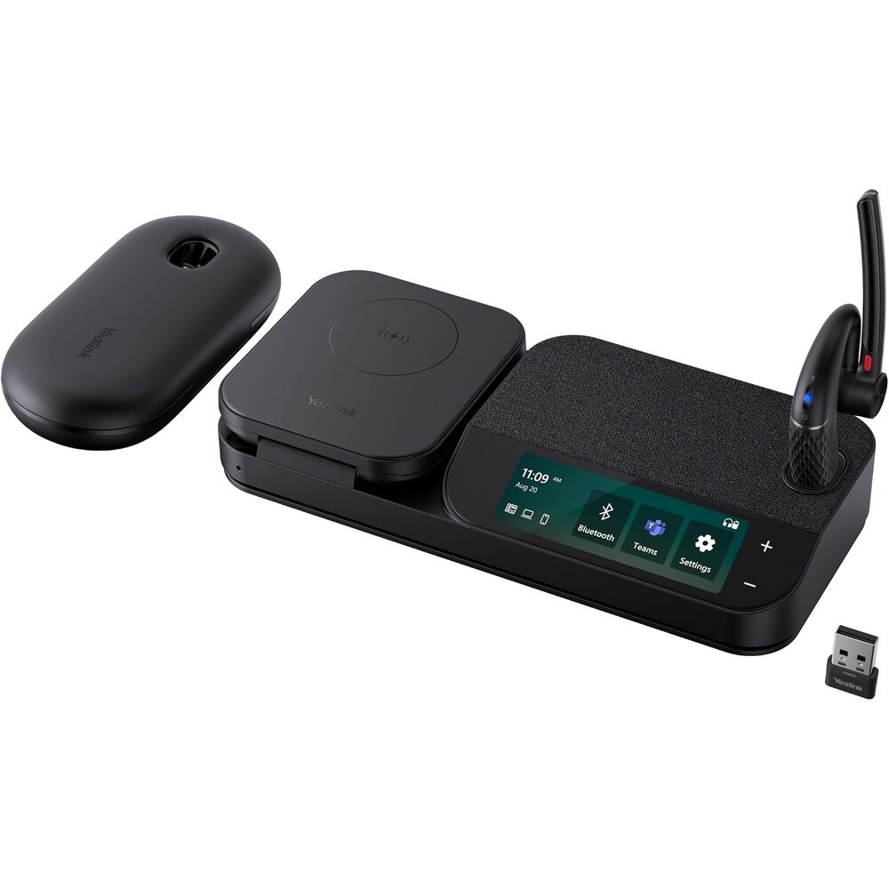 Yealink BH71 Workstation Pro Teams Certified Speaker and On Ear Bluetooth Headset BH71, Dongle, Charging Case, for Video/Mobile Phone Calls, Compatible with Zoom, UC Meet, Gold Support Plan, 1208654