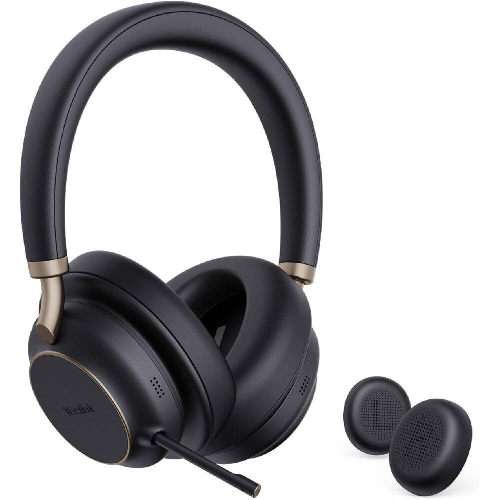 Yealink BH76 Plus Bluetooth Headset, Wireless Headset with Microphone for PC,Active Noise Cancelling, Retractable Hidden Mic Arm, Compatible with PC Mac, Works with Teams (Certified), USB-C/A