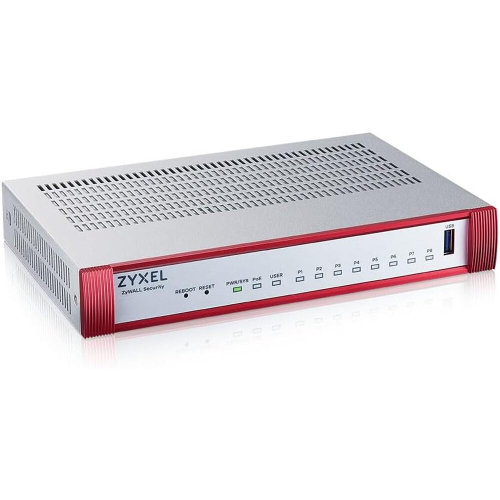 Zyxel USGFLEX100HP Cyber Security Firewall | 4 Gbps, Up to 50 Users | Hardware Only | 8X Gigabit Ports (1 PoE+ 30W) | IPSec/SSL VPN, IPS Anti-Malware, UTM | Nebula Cloud | Fanless