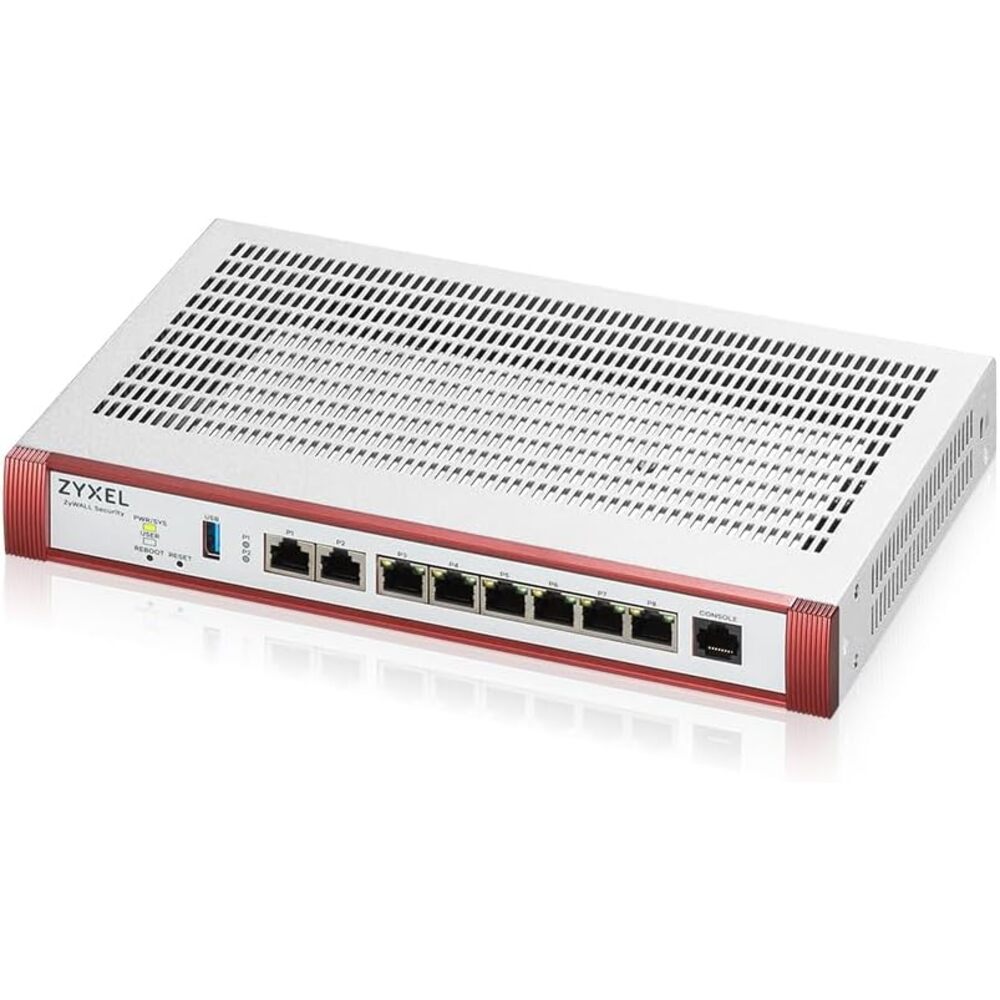 Zyxel USGFLEX200H Cyber Security Firewall | 6.5 Gbps, Up to 100 Users | 2-Year Gold UTM Security Pack | 6X Gigabit + 2X 2.5G Ports | VPN, IPS Anti-Malware | Fanless | Rack-Mount | TAA Compliant