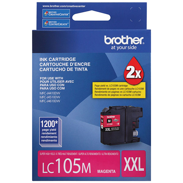 Brother Genuine OEM LC105M (LC-105M) EXTRA High Yield Magenta Inkjet Cartridge (1.2K YLD)