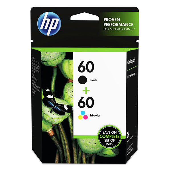 HP 60 (N9H63FN) 2-Pack Black-Tri-Color Original Ink Cartridges (200 Black, 165 Color Yield)