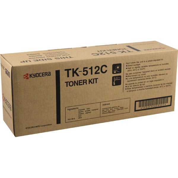 Kyocera Mita TK-512C OEM Toner Cartridge, Cyan, 8K Yield