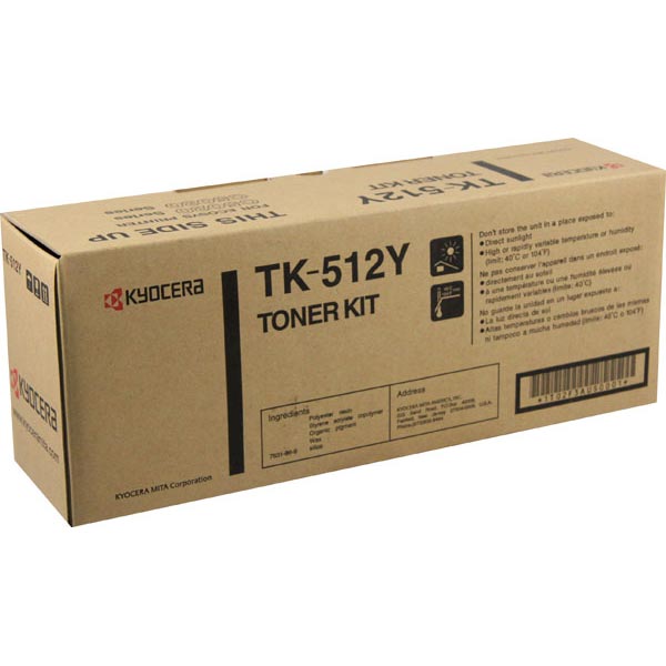Kyocera Mita TK-512Y OEM Toner Cartridge, Yellow, 8K Yield