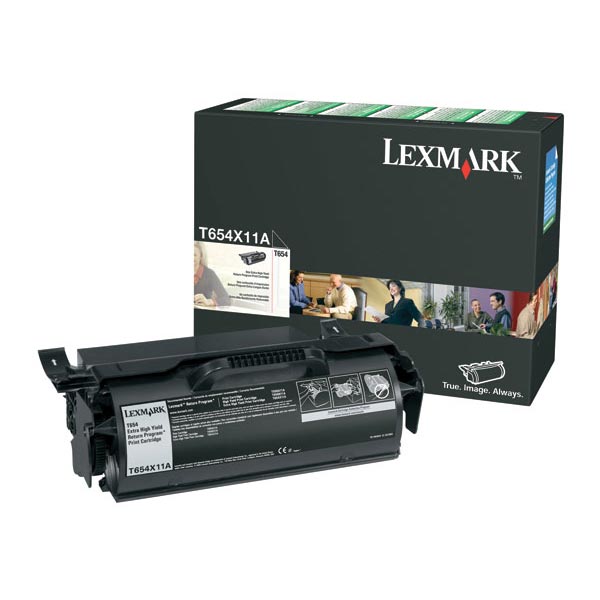 OEM toner cartridge for Lexmark™ T654dn, T654dtn, T654n, T656dne produces 36,000 pages at 5% coverage.