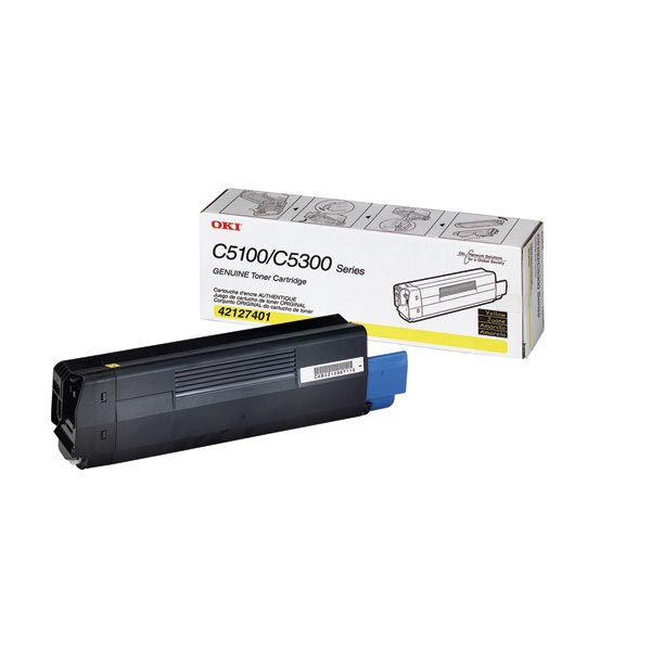 OEM toner cartridge for Oki® C5100, C5150, C5200, C5300, C5400 produces 3,000 pages at 5% coverage.