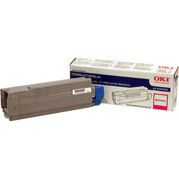 OEM high-capacity toner cartridge for Oki® C5500, 5800 produces a 5,000 page-yield at 5% coverage.