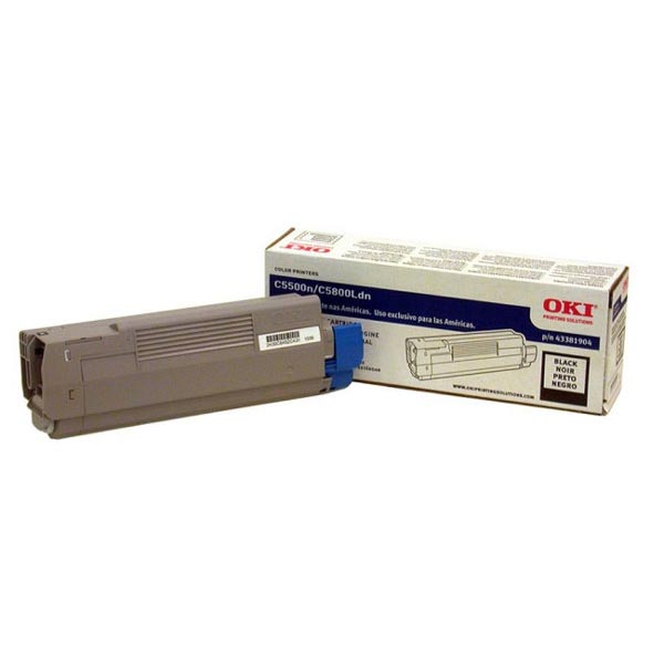 OEM toner cartridge for Oki® C5500, 5800 produces a 2,000 page-yield at 5% coverage.