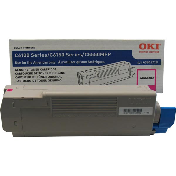 OEM high-yield laser cartridge produces 8,000 pages for Oki® C6150 at 5% coverage.
