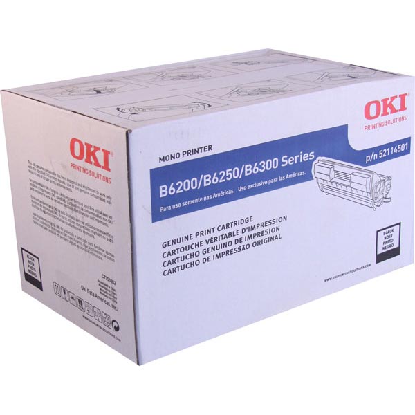 OEM toner for Oki® B6200, B6300 Series produces 10,000 pages at 5% coverage.