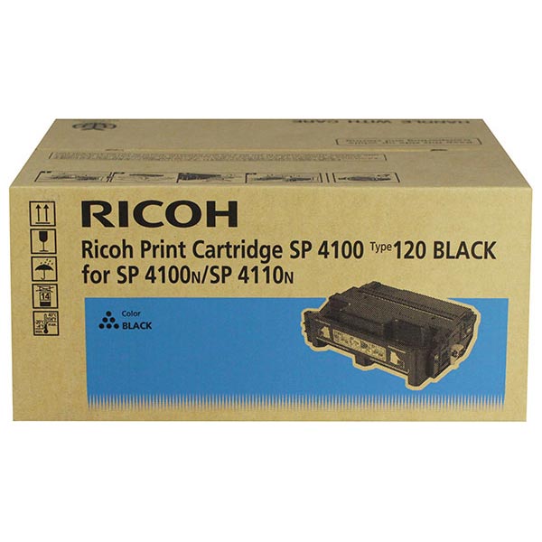 OEM laser cartridge for Ricoh® Aficio SP 4100N produces 5,000 pages at 5% coverage.