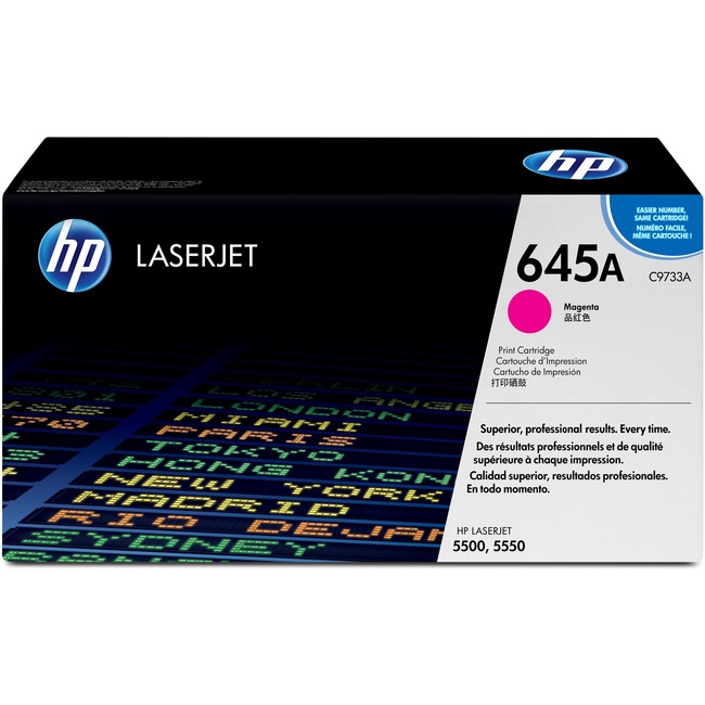OEM toner for HP Color LaserJet 5500, 5550 Series produces 12,000 pages.