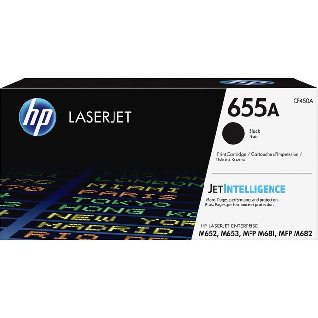HP 655A CF450A Color LaserJet Enterprise M652, M653, M681, M682 Black Original LaserJet Toner Cartridge (12,500 Yield)