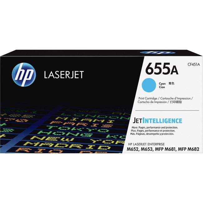 HP 655A (CF451A) Color LaserJet Enterprise M652, M653, M681, M682 Cyan Original LaserJet Toner Cartridge (10,500 Yield)