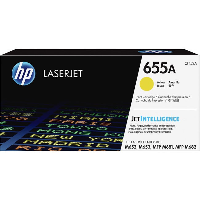HP 655A (CF452A) Color LaserJet Enterprise M652, M653, M681, M682 Yellow Original LaserJet Toner Cartridge (10,500 Yield)