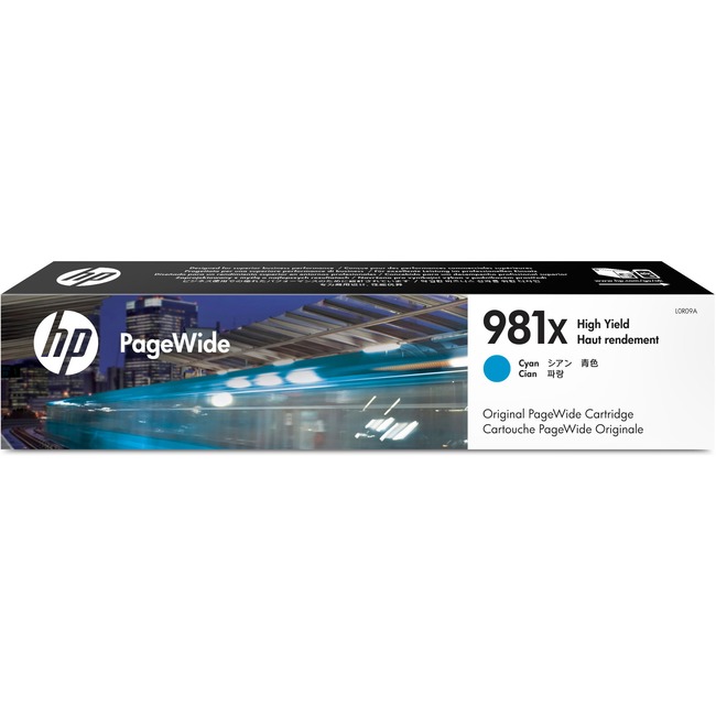 HP 981X (L0R09A) PageWide Enterprise Color 556, 586, Managed Color E55650, E58650 High Yield Cyan Original PageWide Cartridge (10,000 Yield)