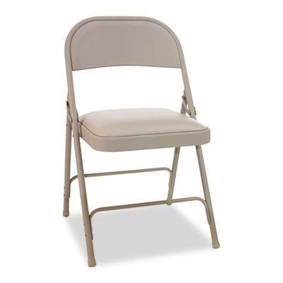 Steel folding chair with two-brace support and powder-coated finish.