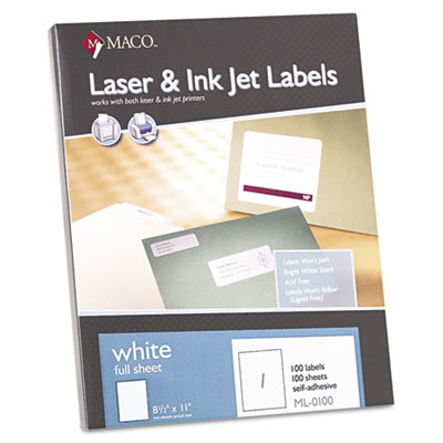 White all-purpose labels for laser or inkjet printers.