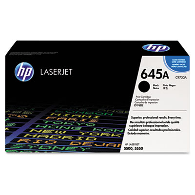 OEM C9730A toner for HP Color LaserJet 5500, 5550 Series produces 13,000 pages.
