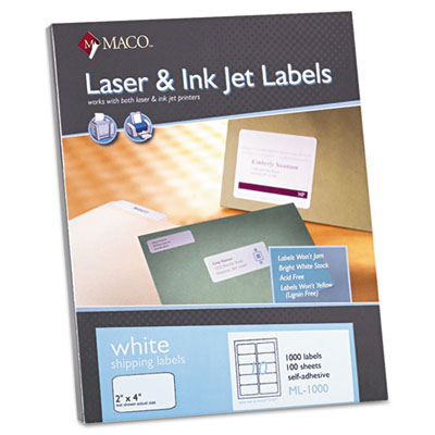 White all-purpose labels for laser or inkjet printers.