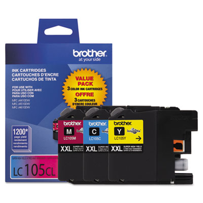 Brother Genuine OEM LC1053PKS (LC-1053PKS) EXTRA High Yield Color Inkjet MultiPack LC-105C, LC-105M, LC-105Y