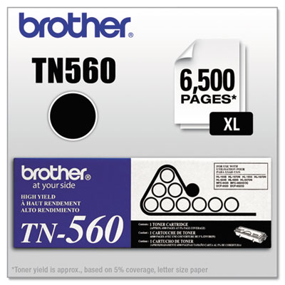 Brother Genuine OEM TN560 (TN-560) Black High-Yield Toner Cartridge (6.5K YLD)