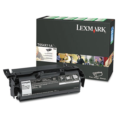 OEM T654X11A toner cartridge for Lexmark™ T654dn, T654dtn, T654n, T656dne produces 36,000 pages at 5% coverage.