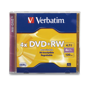 Verbatim DVD+RW 4.7GB 4X Branded 1pk Jewel Case 1 pcs