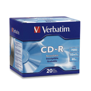 Verbatim CD-R 80MIN 700MB 52X Branded 20pk Slim Case 20 pcs