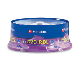 Verbatim DVD+R DL 8.5GB 8X Branded 30pk Spindle 30 pcs