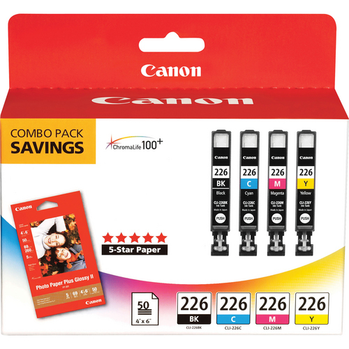 Canon CLI-226 4 Color Pack + Plus Glossy II 4 x 6"