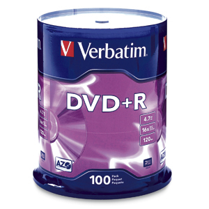 Verbatim DVD+R 4.7GB 16X Branded 100pk Spindle 100 pcs