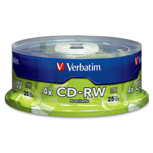 Verbatim CD-RW 80MIN 700MB 2X-4X Branded 25pk Spindle 25 pcs