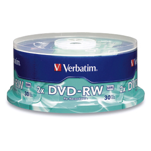 Verbatim DVD-RW 4.7GB 2X Branded 30pk Spindle 30 pcs