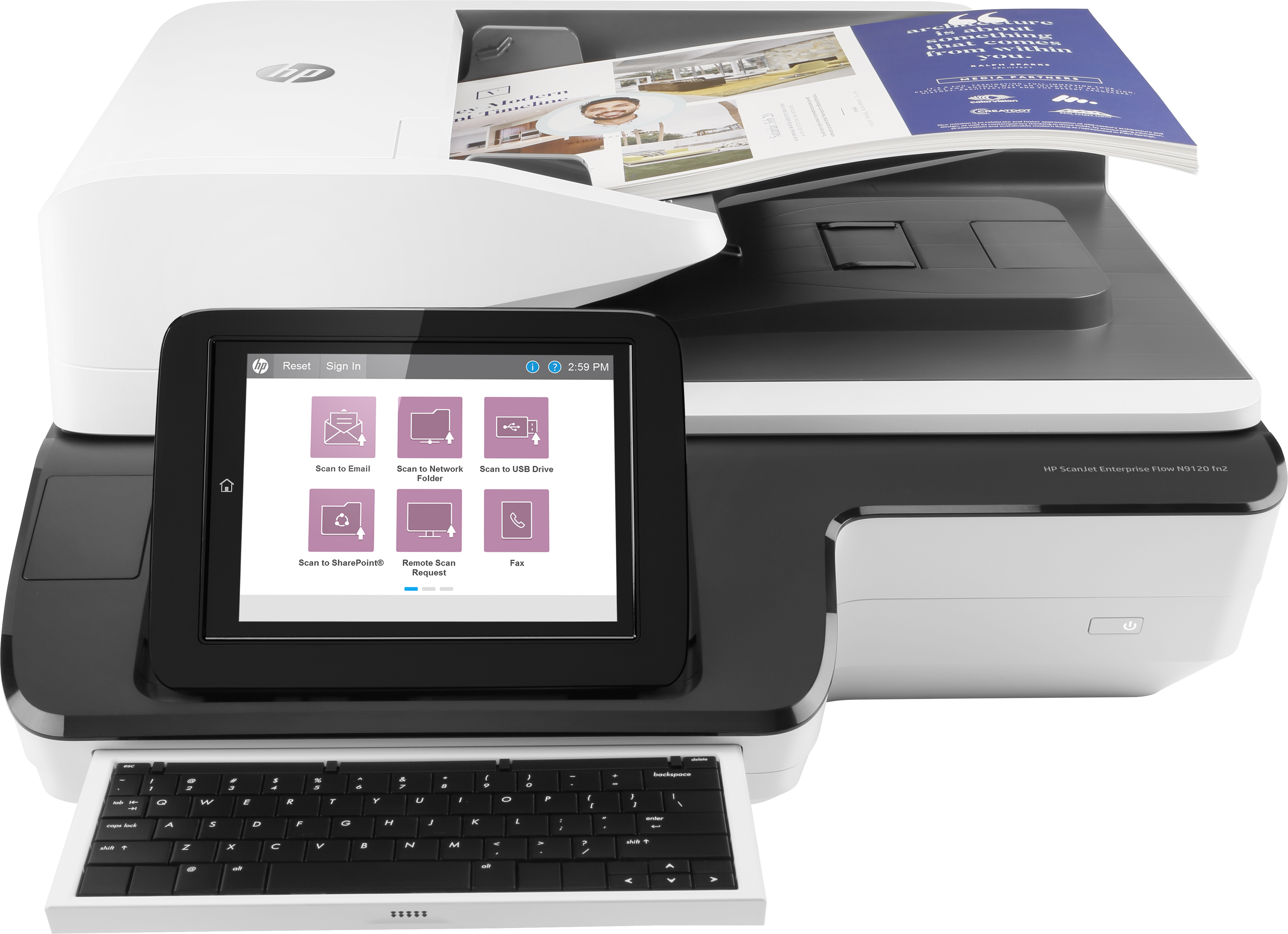 HP Scanjet Enterprise Flow N9120 fn2 600 x 600 DPI Flatbed & ADF scanner BlackWhite A3