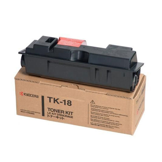 Kyocera Mita 370QB0KM TK18 OEM Toner Cartridge, Black, 7.2K Yield