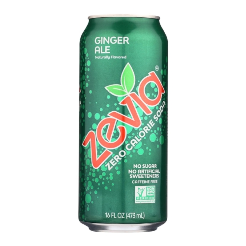Zevia Soda - Zero Calorie - Ginger Ale - Tall Girls Can - 16 oz - case of 12