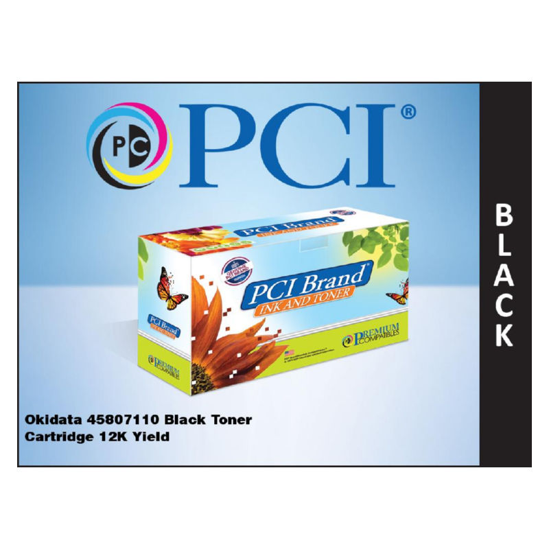 PCI Compatible Okidata 45807110 Black Toner Cartridge 12K Yield